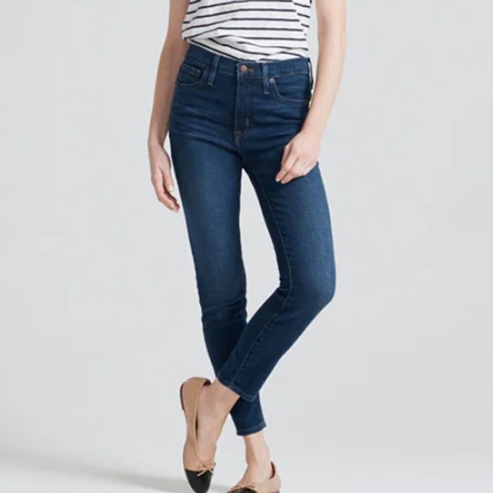J.Crew Women 9" Mid-Rise Toothpick Skinny Ankle Denim Jeans Stretch Size 29 Blue